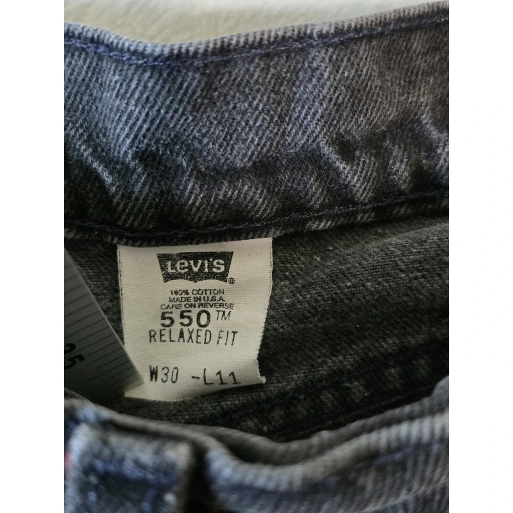 Levi's Vintage 90s Womens W30 550 Orange Tab Cut Off Black Denim Shorts Festival